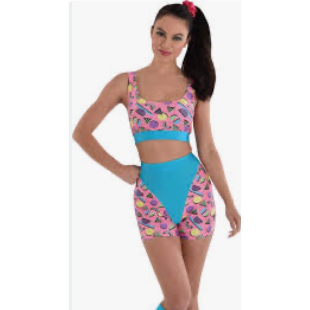 80s Workout Outfit 1980s Exercise 2PC Stretch Costume L / XL  LARGE / XLARGE NEW